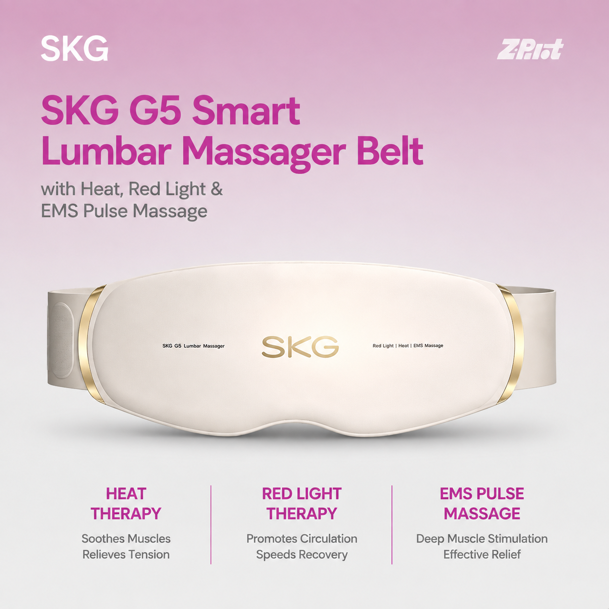 SKG G5 Smart Lumbar Massager Belt with Heat, Red Light & EMS Pulse Massage