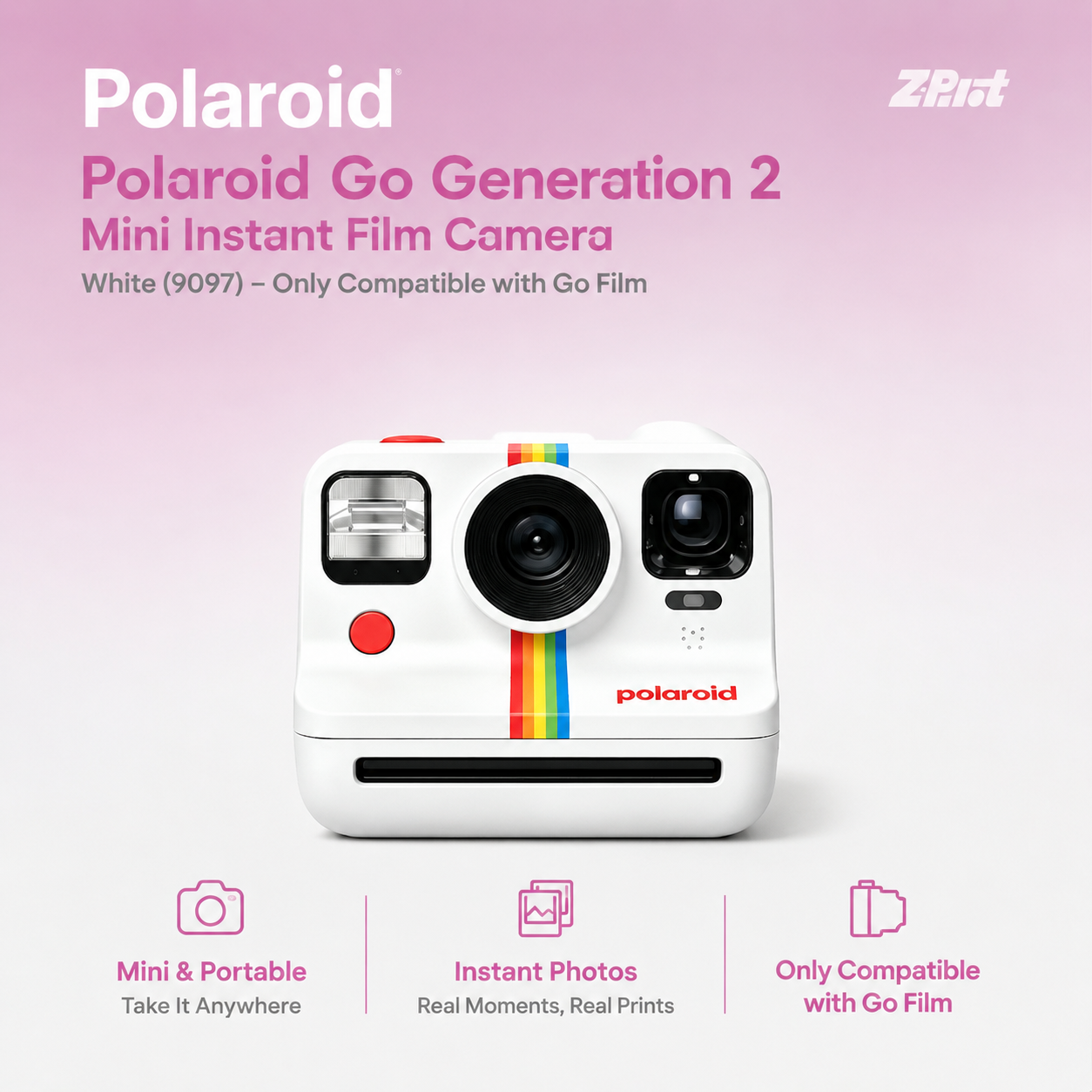 Polaroid Go Generation 2 - Mini Instant Film Camera - White (9097) - Only Compatible with Go Film