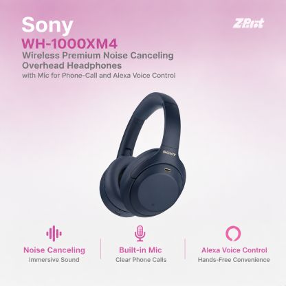 Sony WH-1000XM4 Wireless Premium Noise Canceling Overhead Headphones with Mic for Phone-Call and Alexa Voice Control