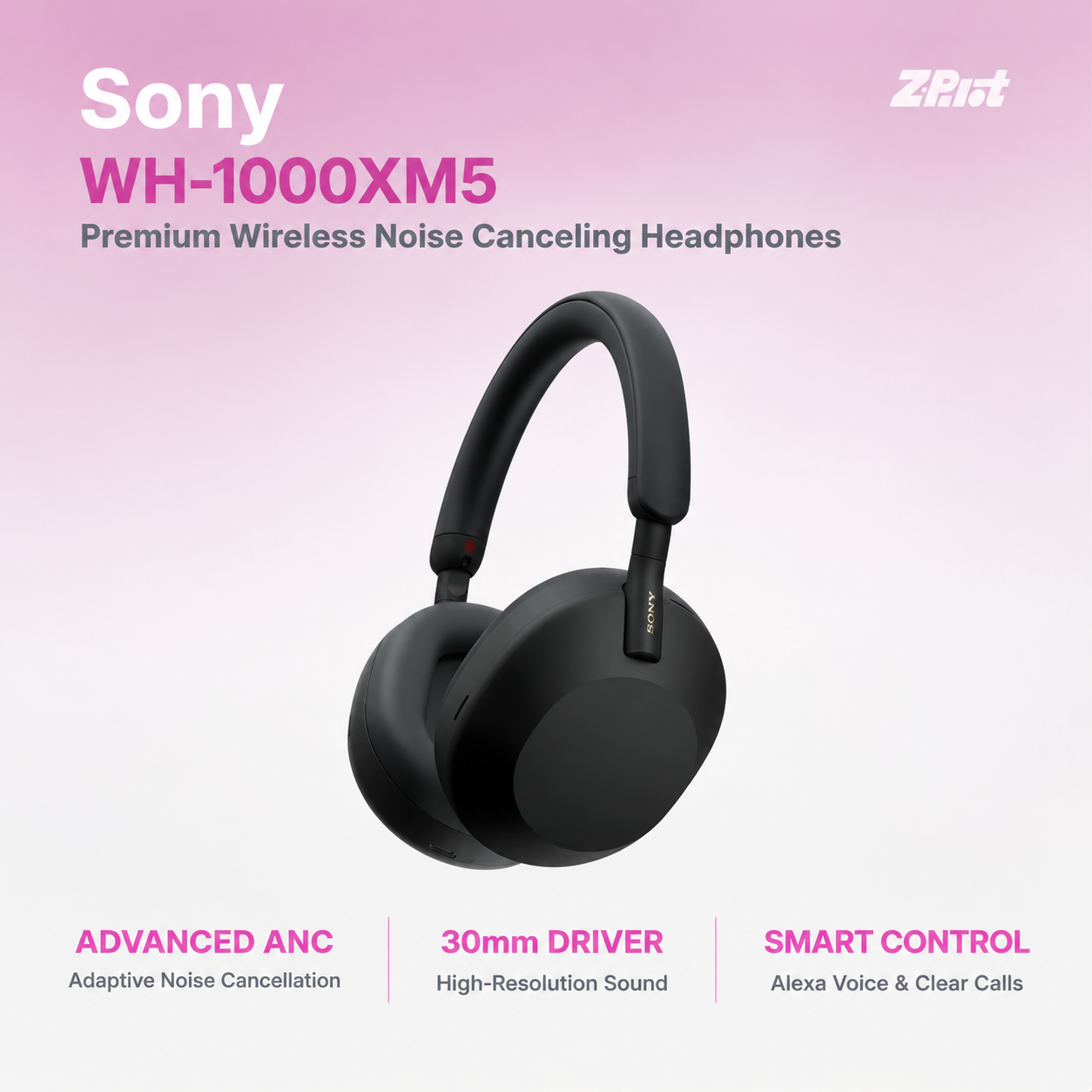 Sony WH-1000XM5 The Best Wireless Noise Canceling Headphones with Auto Noise Canceling Optimizer, Crystal Clear Hands-Free Calling, and Alexa Voice Control
