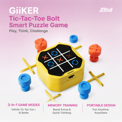 GiiKER Tic Tac Toe Bolt Game, 3-in-1 Handheld Puzzle Game Console, Portable Travel Games for Educational and Memory Growth