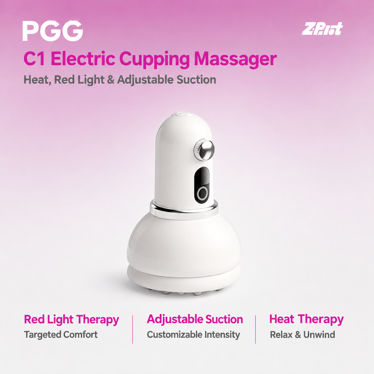 PGG C1 Electric Cupping Massager with Heat, Red Light & Adjustable Suction