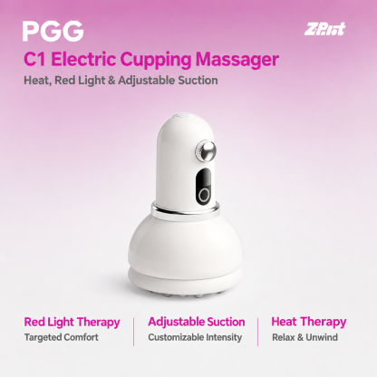 PGG C1 Electric Cupping Massager with Heat, Red Light & Adjustable Suction