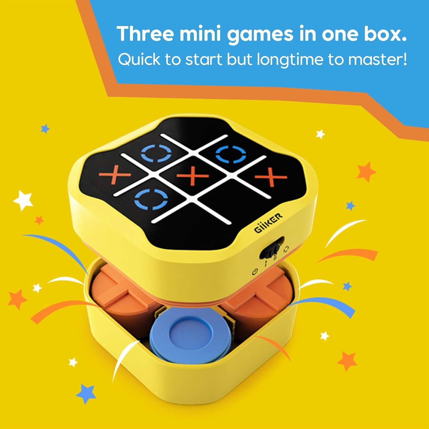 GiiKER Tic Tac Toe Bolt Game, 3-in-1 Handheld Puzzle Game Console, Portable Travel Games for Educational and Memory Growth