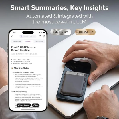 AI Voice Recorder, PLAUD Note Voice Recorder w/Case, App Control, Transcribe & Summarize Empowered by ChatGPT, Support 59 Languages, 64GB Memory, Audio Recorder for Lectures, Meetings, Calls