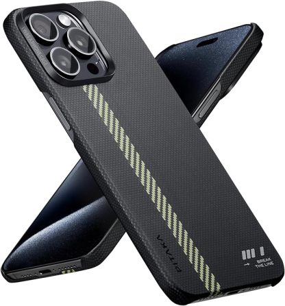 pitaka Case for iPhone 15 Pro Max Compatible with MagSafe, Slim & Light iPhone 15 Pro Max Case 6.7-inch with a Case-Less Touch Feeling, 600D Aramid Fiber Made [Fusion Weaving MagEZ Case 4 - Overture]
