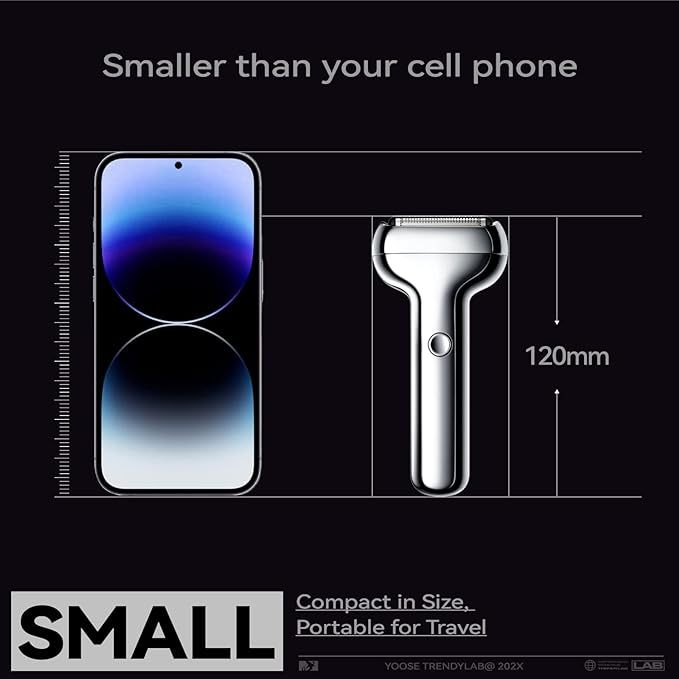 Foil Shaver, Mini Portable Alloy Electric Razor for Men, Cordless, USB-C Rechargeable, IPX7 Waterproof, Wet & Dry Shave, Battery Indicator, 2 Speeds, Travel Lock, Travel Electric Shaver