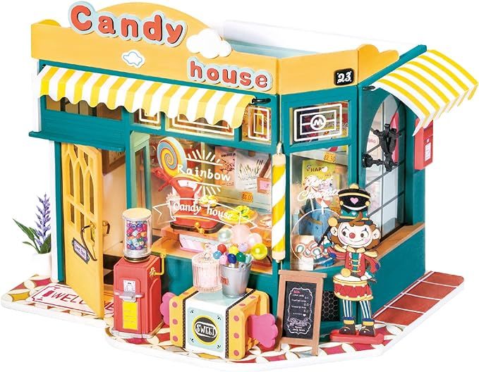 Rolife DIY Miniature Doll House Kit, Build Becka's Bakery Diorama House Building Set with LED Room Hobby Craft for Aduls Uniue Gifts for Teens