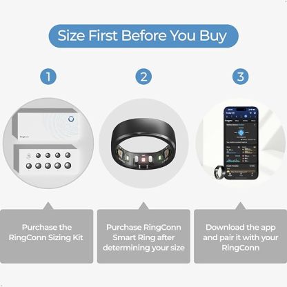 Smart Ring with No App Subscription, Size First with Sizing Kit, 7-Day Battery Life Activity & Sleep Tracker/Stress/Heart Rate Monitor Compatible with iOS & Android