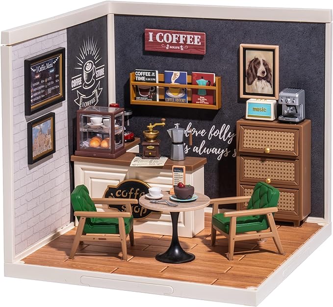 Rolife LED Building Blocks for Adults,1:24 Toy Building Sets,Model Building Kits for Kids Ages 8-12-15,DIY Miniature Dollhouse Kits for Adults,Hobbies for Women Men (4.Double Joy Bubble Tea)