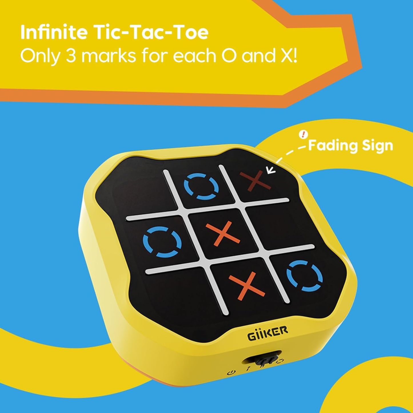 GiiKER Tic Tac Toe Bolt Game, 3-in-1 Handheld Puzzle Game Console, Portable Travel Games for Educational and Memory Growth