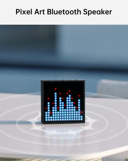 Divoom TimeBox Evo -- Pixel Art Bluetooth Speaker with 16x16 LED Display APP Control - Cool Animation Frame & Gaming Room Setup & Bedside Alarm Clock- Black