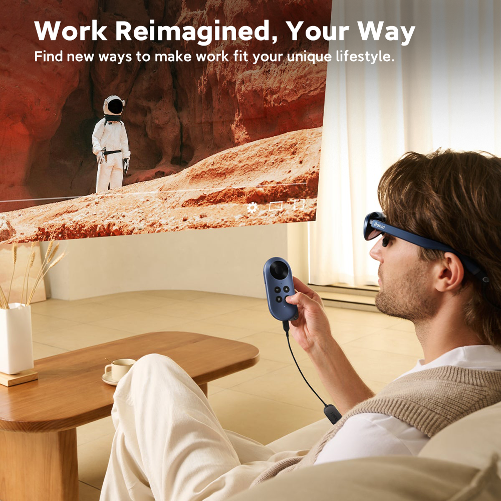 Rokid AR Joy Pack AR Glasses, Smart Glasses Max with Station, 360" Micro-OLED Display, Google Play, Media Streaming, HDCP Support & Cloud Gaming, Console, Android, iOS, Windows Compatible