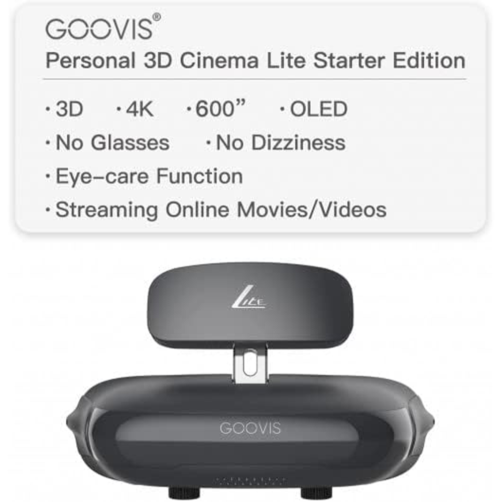 GOOVIS Lite with Case- 3D HD Headsets OLED Display Goggles Glasses, Built-in Adjustment Hyperopia & Myopia Lens Compatible with PC, Smart Phone, Set-top Box, UAV