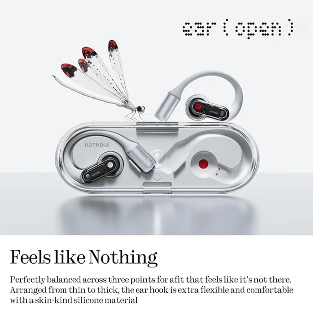 Nothing Ear (Open) Open-Ear Headphones, Earbuds with Earhooks, Clear Voice Technology with 2 Mics, BT 5.3, Fast Charging, Compatible with iPhone & Android -White
