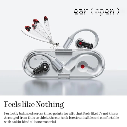 Nothing Ear (Open) Open-Ear Headphones, Earbuds with Earhooks, Clear Voice Technology with 2 Mics, BT 5.3, Fast Charging, Compatible with iPhone & Android -White