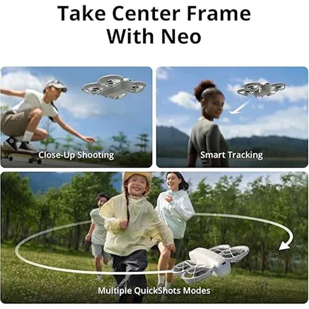 DJI Neo, Mini Drone with 4K UHD Camera for Adults, 135g Self Flying Drone that Follows You, Palm Takeoff, AI Subject Tracking, QuickShots, Stabilized Video, Built-In Propeller Guard (Controller-Free)