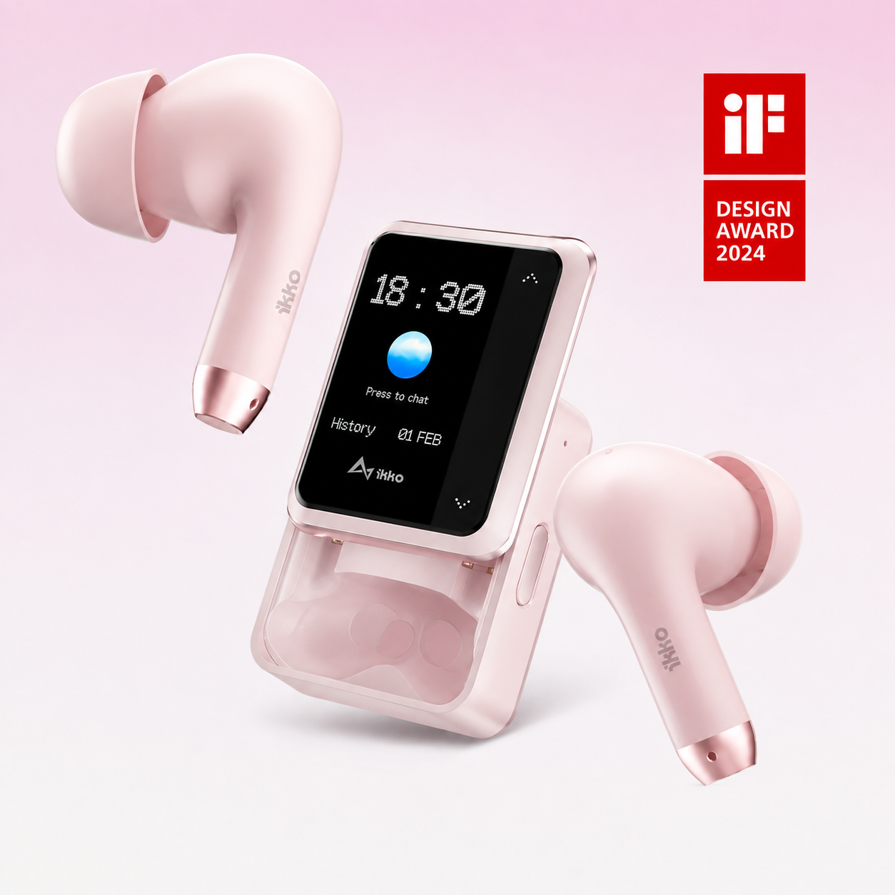 IKKO ActiveBuds AB02 AI Translation Earbuds with Smart Touchscreen Case