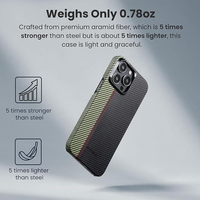 pitaka Case for iPhone 15 Pro Max Compatible with MagSafe, Slim & Light iPhone 15 Pro Max Case 6.7-inch with a Case-Less Touch Feeling, 600D Aramid Fiber Made [Fusion Weaving MagEZ Case 4 - Overture]