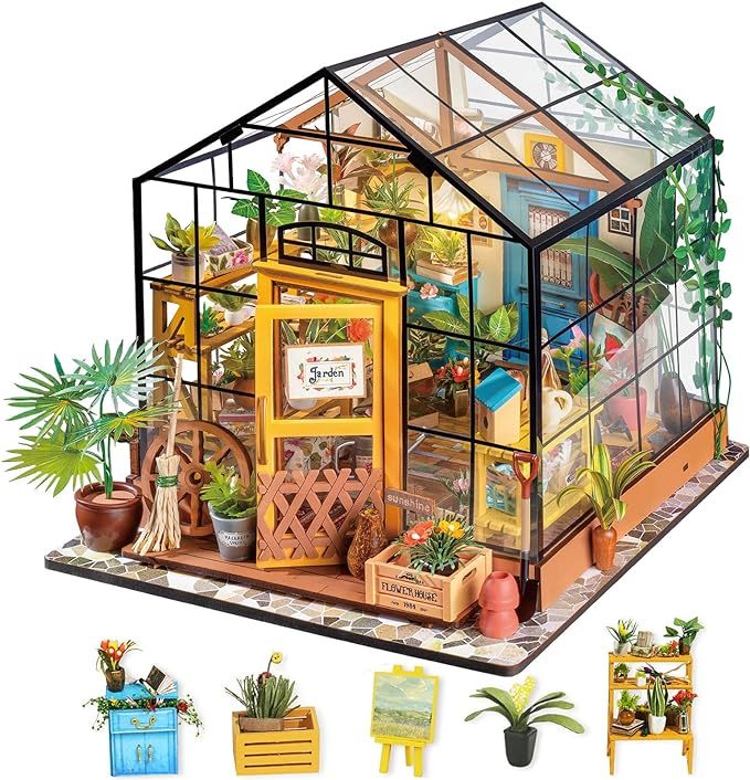 Rolife DIY Miniature Doll House Kit, Build Becka's Bakery Diorama House Building Set with LED Room Hobby Craft for Aduls Uniue Gifts for Teens