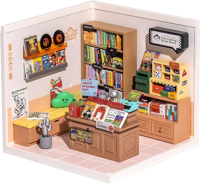Rolife LED Building Blocks for Adults,1:24 Toy Building Sets,Model Building Kits for Kids Ages 8-12-15,DIY Miniature Dollhouse Kits for Adults,Hobbies for Women Men (4.Double Joy Bubble Tea)