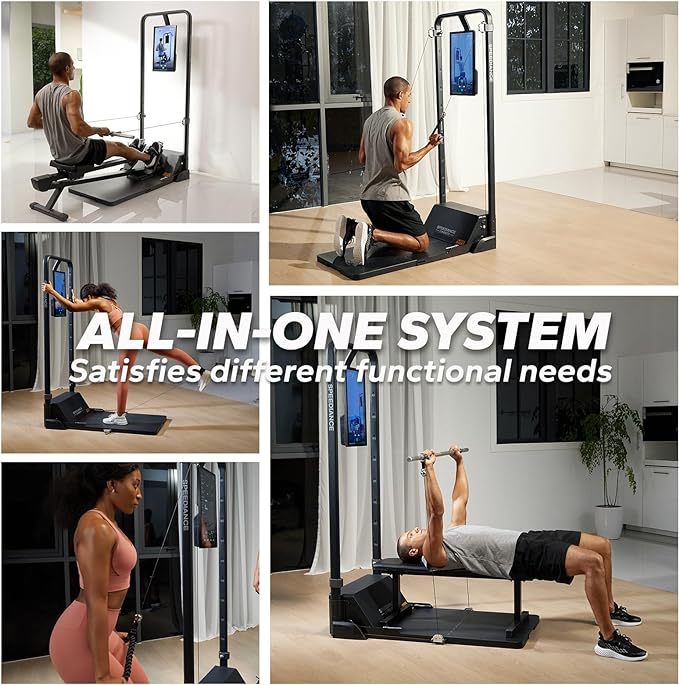 Smart Home Gym System, Multifunctional Smith Machine Home Gym Power Cage, Portable Cable Machine for Home Workout, Full Body Strength Training Fitness Exercise Machine