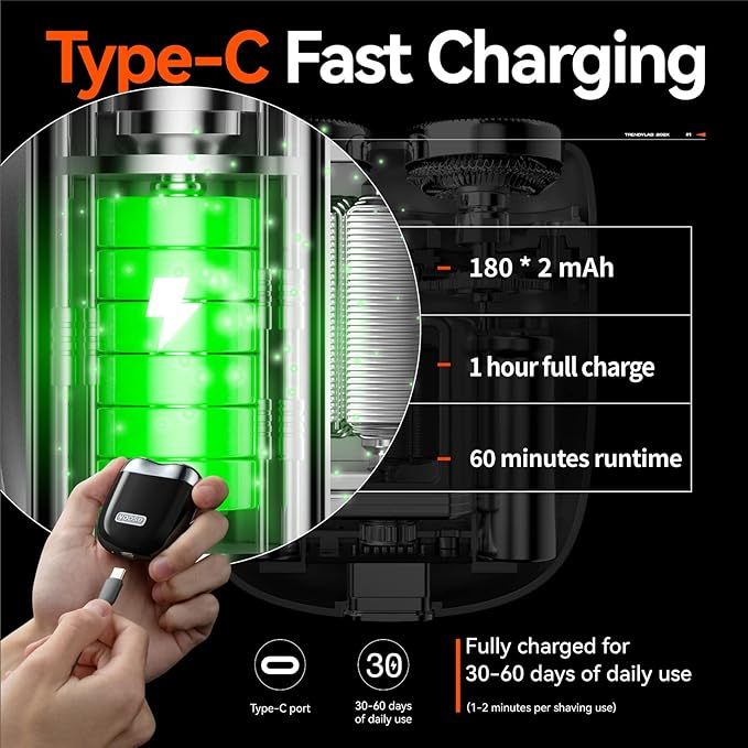 YOOSE Mini Shaver, Portable Alloy Electric Shavers for Men, IPX7 Waterproof, Wet & Dry Shave, Cordless Travel Shaver, USB-C Rechargeable Electric Razor, Battery Indicator, Travel Lock