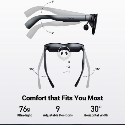 RayNeo Air 2 AR Glasses - Smart Glasses with 201" Micro OLED, Ultra-fast 120Hz, 600nits Brightness, 1080P XR Glasses, Compatible with iPhone 15 Android/iOS/Consoles/PC/Steam Deck/ROG/Mac