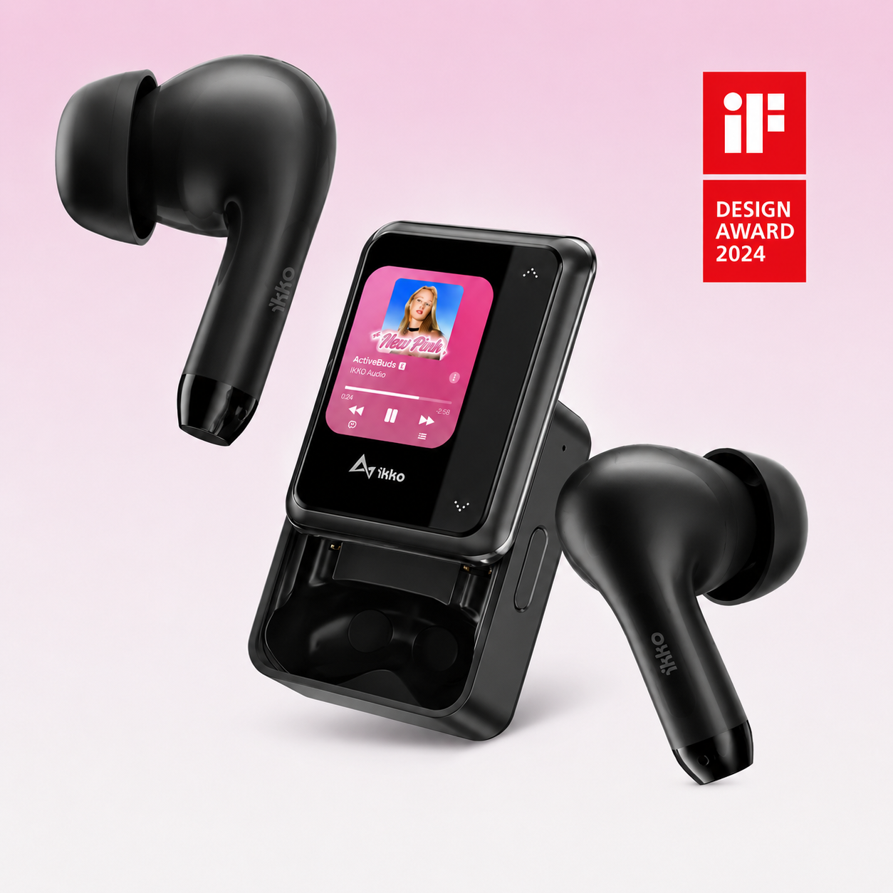 IKKO ActiveBuds AB02 AI Translation Earbuds with Smart Touchscreen Case