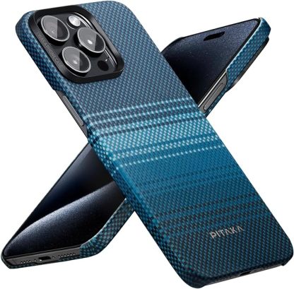pitaka Case for iPhone 15 Pro Max Compatible with MagSafe, Slim & Light iPhone 15 Pro Max Case 6.7-inch with a Case-Less Touch Feeling, 600D Aramid Fiber Made [Fusion Weaving MagEZ Case 4 - Overture]