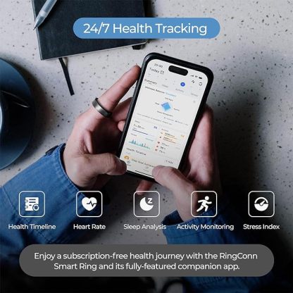 Smart Ring with No App Subscription, Size First with Sizing Kit, 7-Day Battery Life Activity & Sleep Tracker/Stress/Heart Rate Monitor Compatible with iOS & Android