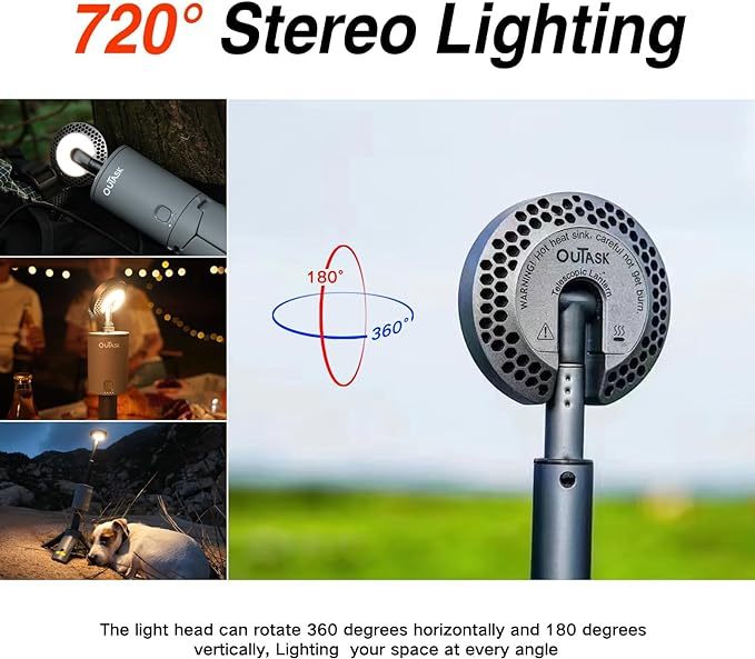 Camping Light Telescopic, Collapsible Magnetic Camping Lantern with 12000mAh Battery, Telescoping IPX6/IPX7 Waterproof Flashlights, Camping Lamp for Emergency, Camping, Hiking 
