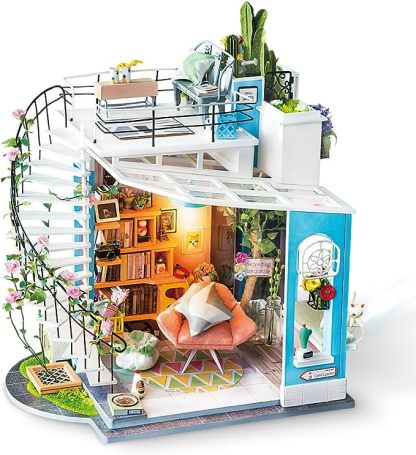 Rolife DIY Miniature Doll House Kit, Build Becka's Bakery Diorama House Building Set with LED Room Hobby Craft for Aduls Uniue Gifts for Teens
