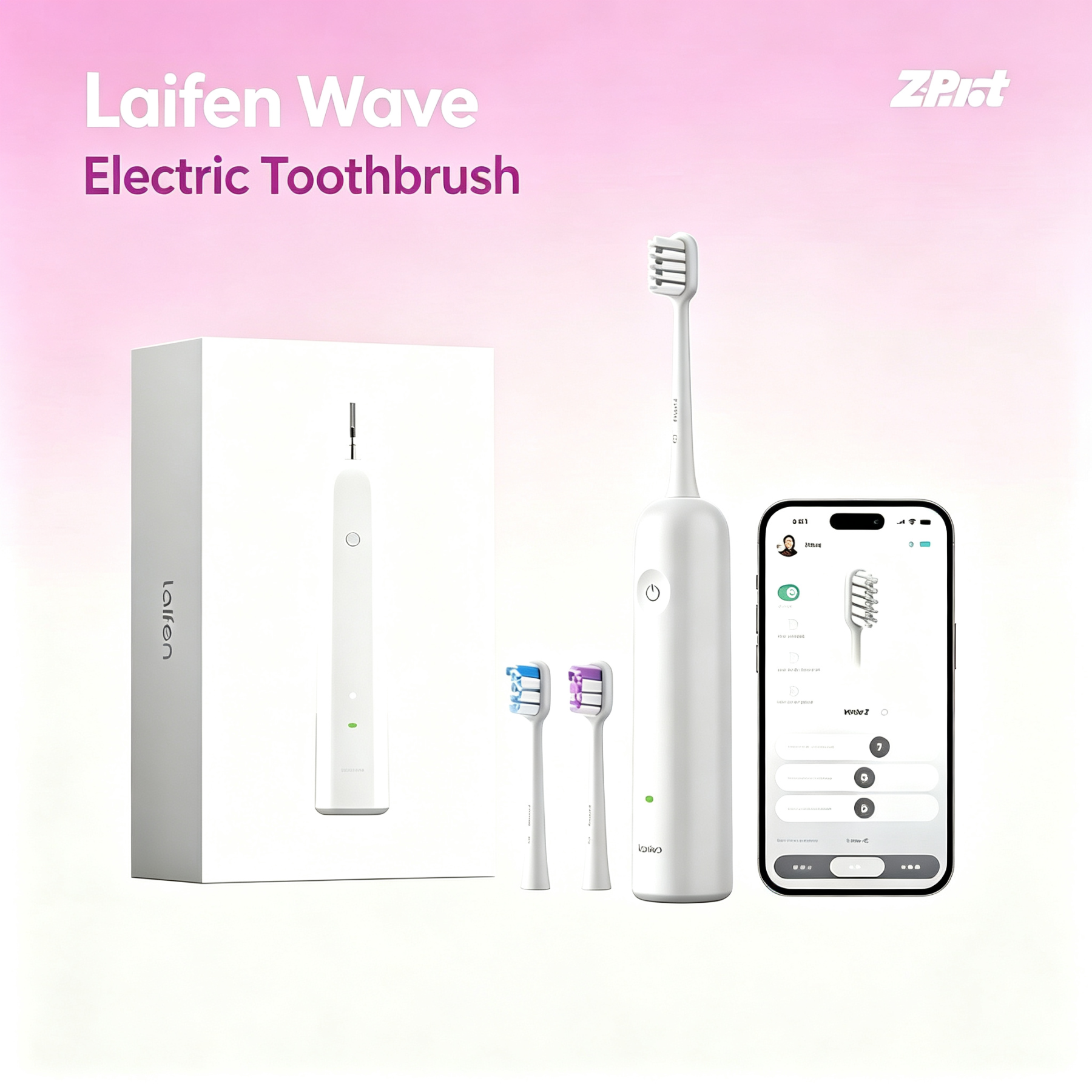 Laifen Wave Electric Toothbrush, Oscillation & Vibration Sonic Electric Toothbrush for Adults with App, 3 Brush Heads, IPX7 Waterproof Magnetic Rechargeable Travel Powered Toothbrush