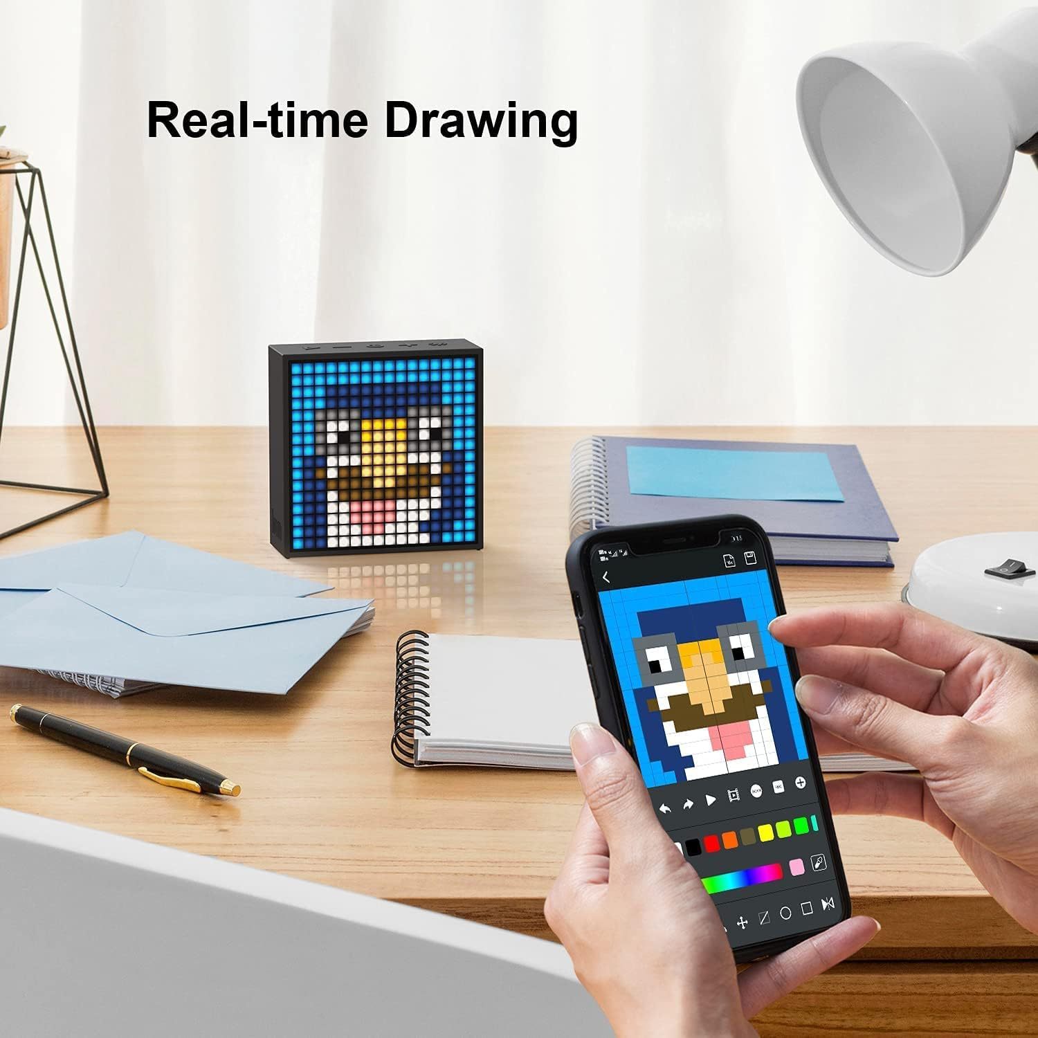 Divoom TimeBox Evo -- Pixel Art Bluetooth Speaker with 16x16 LED Display APP Control - Cool Animation Frame & Gaming Room Setup & Bedside Alarm Clock- Black