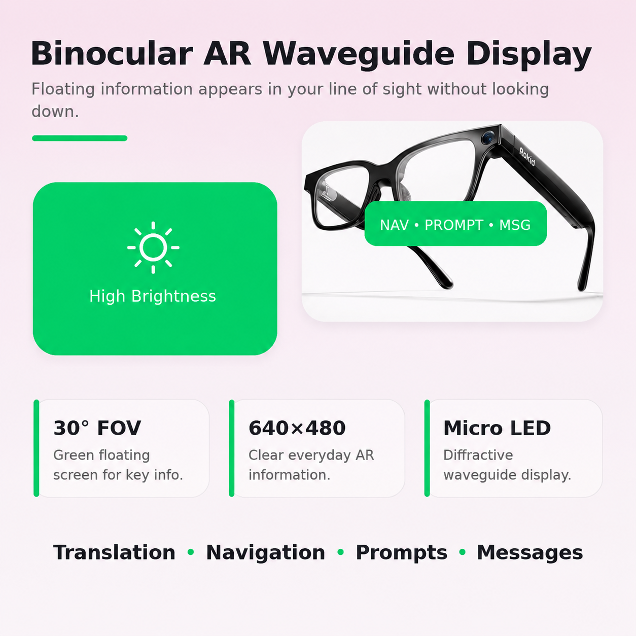 AI Smart Glasses With Real-Time Translation & AR Display