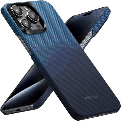 pitaka Case for iPhone 15 Pro Max Compatible with MagSafe, Slim & Light iPhone 15 Pro Max Case 6.7-inch with a Case-Less Touch Feeling, 600D Aramid Fiber Made [Fusion Weaving MagEZ Case 4 - Overture]