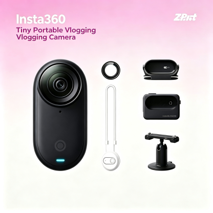 Insta360 GO 3S - 64 GB Black 4K Tiny Portable Vlogging Camera, Hands-Free POVs, Mount Anywhere, Stabilization, 140 Min Battery Life, 10m Waterproof, Apple Find My, Pet POV