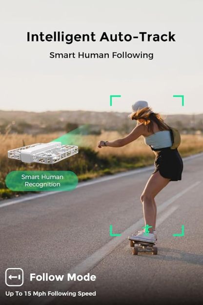 X1 Drone with Camera, Self-Flying Camera Drone with Follow Me Mode, Foldable Mini Drone with HDR Video Capture, Palm Takeoff, Intelligent Flight Paths, Hands-Free Control 