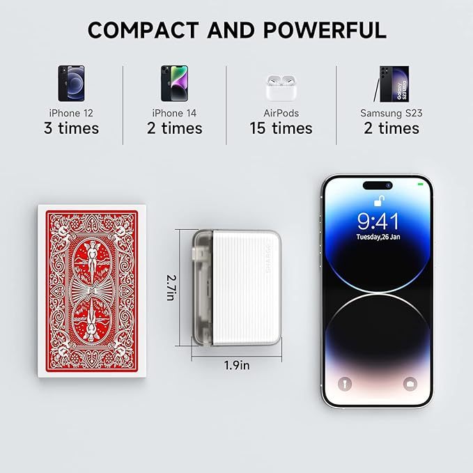Flow Portable Charger by Shargeek, 10000mAh Mini Power Bank with 20W USB-C Fast Charging, Dual Output Portable Charger Power Bank Compatible with iPhone, Samsung, iPad