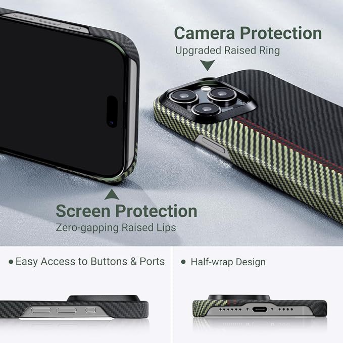 pitaka Case for iPhone 15 Pro Max Compatible with MagSafe, Slim & Light iPhone 15 Pro Max Case 6.7-inch with a Case-Less Touch Feeling, 600D Aramid Fiber Made [Fusion Weaving MagEZ Case 4 - Overture]
