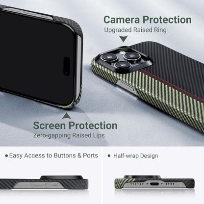 pitaka Case for iPhone 15 Pro Max Compatible with MagSafe, Slim & Light iPhone 15 Pro Max Case 6.7-inch with a Case-Less Touch Feeling, 600D Aramid Fiber Made [Fusion Weaving MagEZ Case 4 - Overture]