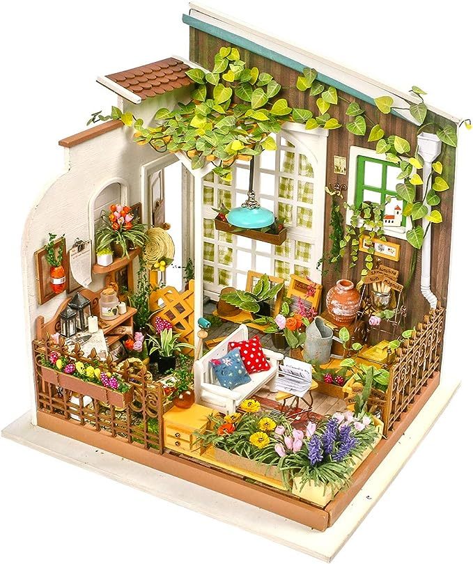 Rolife DIY Miniature Doll House Kit, Build Becka's Bakery Diorama House Building Set with LED Room Hobby Craft for Aduls Uniue Gifts for Teens