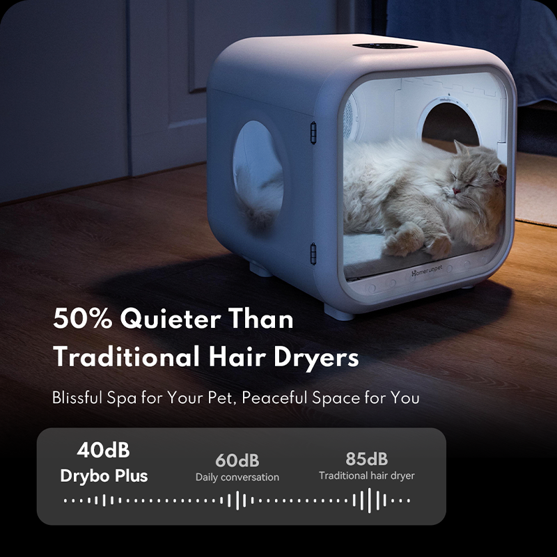 HomeRun Pet Drybo Plus Automatic Pet Dryer Box - Ultra Quiet, Smart Temperature Control, 360° Efficient for Cats and Small Dogs