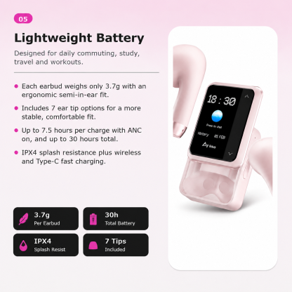 IKKO ActiveBuds AB02 AI Translation Earbuds with Smart Touchscreen Case