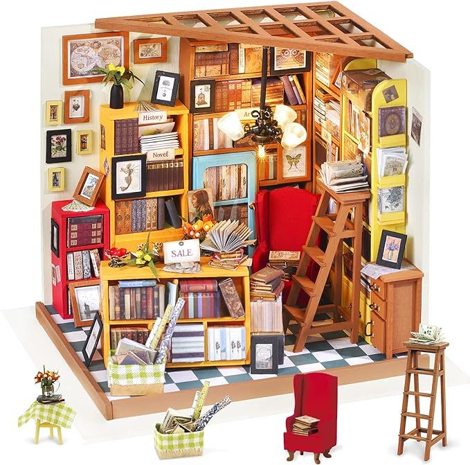 Rolife DIY Miniature Doll House Kit, Build Becka's Bakery Diorama House Building Set with LED Room Hobby Craft for Aduls Uniue Gifts for Teens