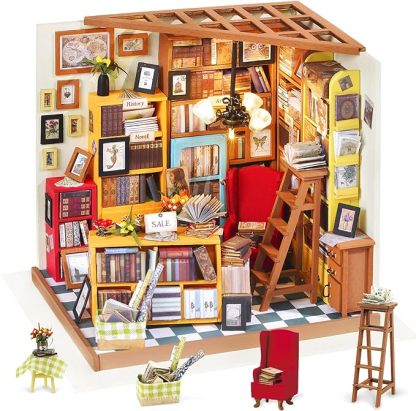 Rolife DIY Miniature Doll House Kit, Build Becka's Bakery Diorama House Building Set with LED Room Hobby Craft for Aduls Uniue Gifts for Teens