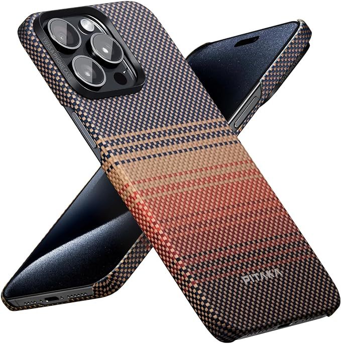 pitaka Case for iPhone 15 Pro Max Compatible with MagSafe, Slim & Light iPhone 15 Pro Max Case 6.7-inch with a Case-Less Touch Feeling, 600D Aramid Fiber Made [Fusion Weaving MagEZ Case 4 - Overture]