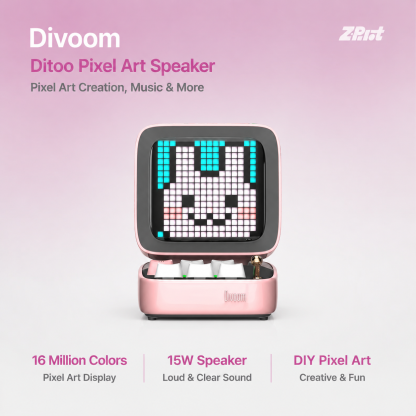 Divoom Ditoo Retro Pixel Art Game Bluetooth Speaker with 16X16 LED App Controlled Front Screen