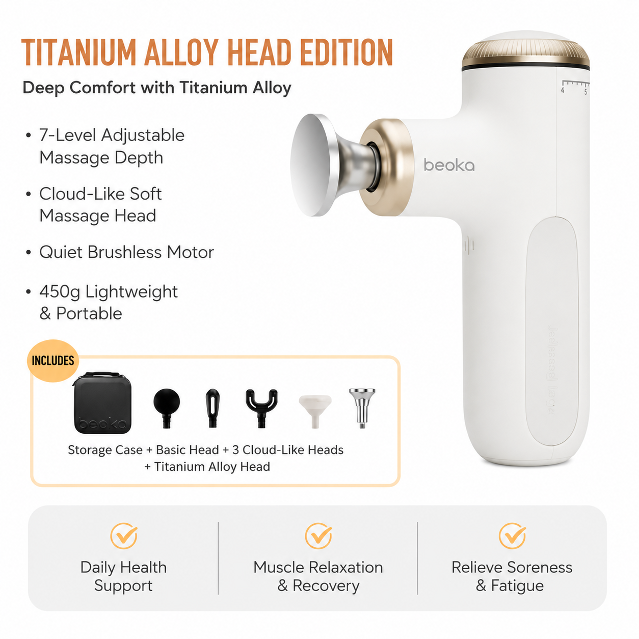 Adjustable-Depth Mini Massage Gun, Portable Deep Tissue Massager with 7-Level Stroke, 5 Speeds, USB-C Charging & App-Guided Sessions